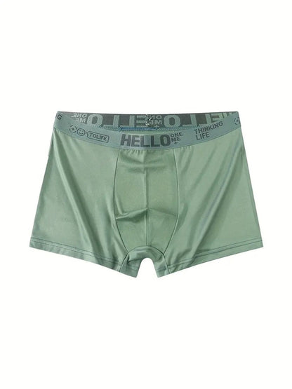 10-pc Men'S Boxer Briefs - Hello Print: Breathable, Soft, And Stretchy, with a Comfortable Mid-Rise Fit. Available in 5 Colors (Yellow, Green, Black, Light Gray, Dark Gray). A Daily Essential, Perfect for Casual Wear And Sports. Trendy