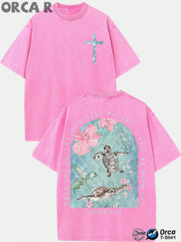 Washed cotton rose red