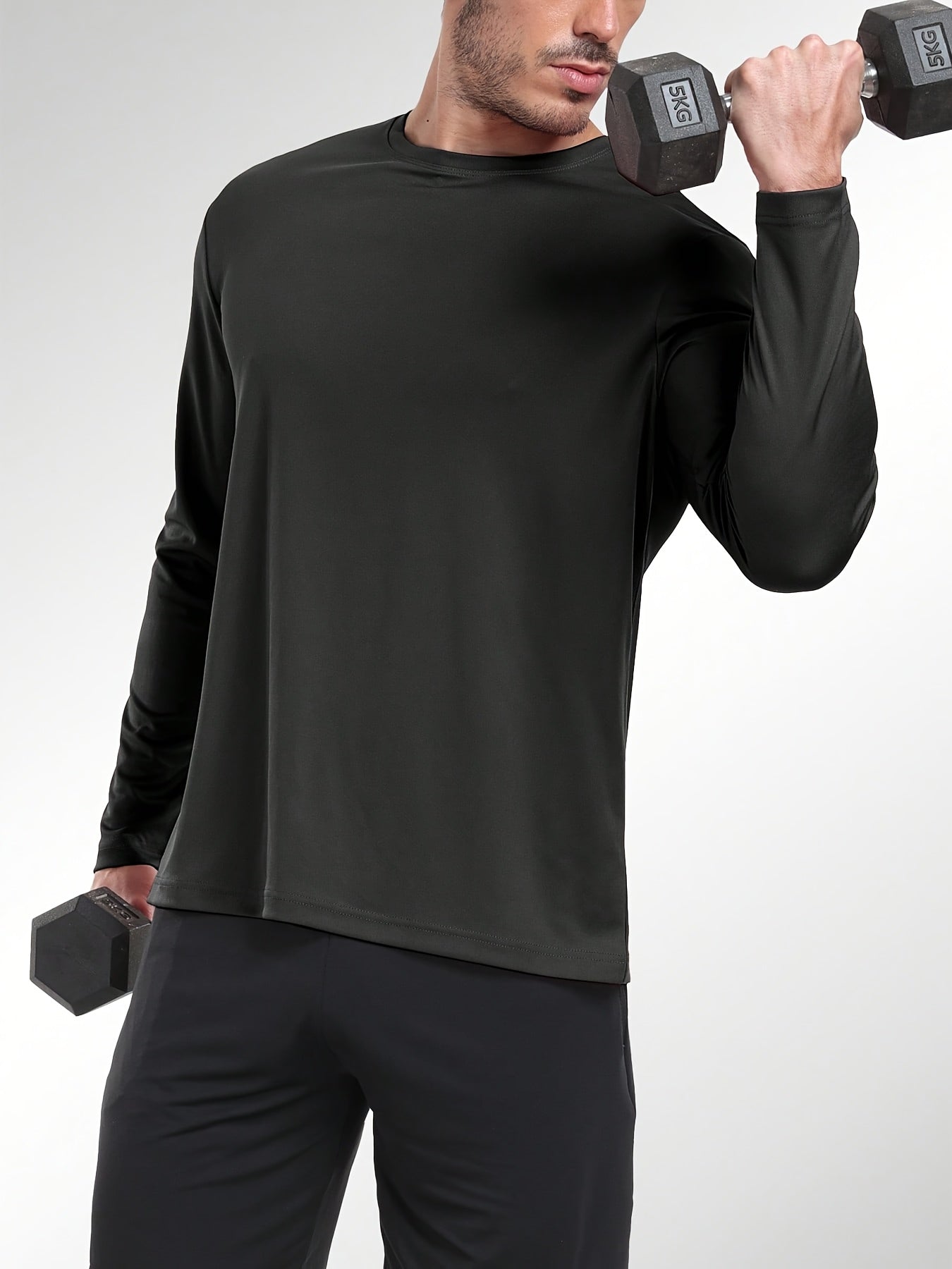 5-pack Men's Quick-drying Breathable Long-sleeve Sports T-shirts,, Suitable for Fitness, Commuting, Running, And Training