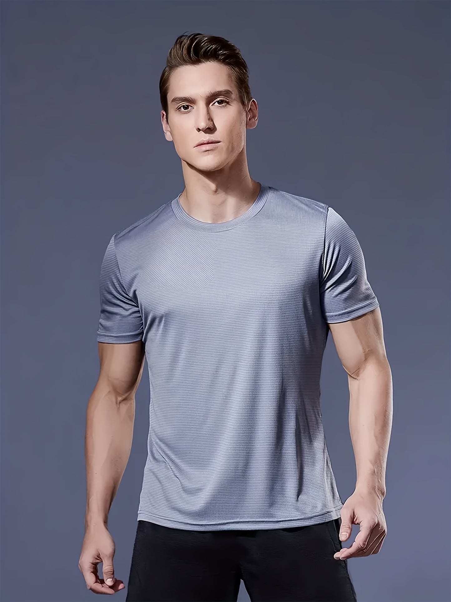 6pcs Men'S Sports Shirt Short Sleeved Sports Top Quick Drying Round Neck Running T-shirt