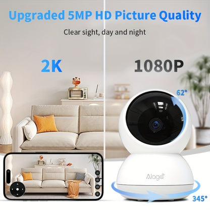2K Indoor WiFi Security Camera - Two-Way Audio and Night Vision