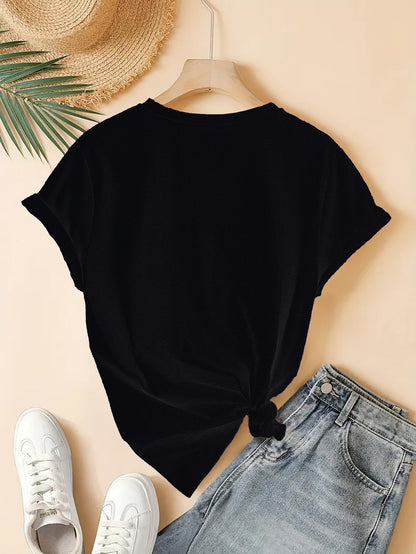 Women's Spring Summer Cross Print Short Sleeve T-Shirt, Casual Comfortable S Tee