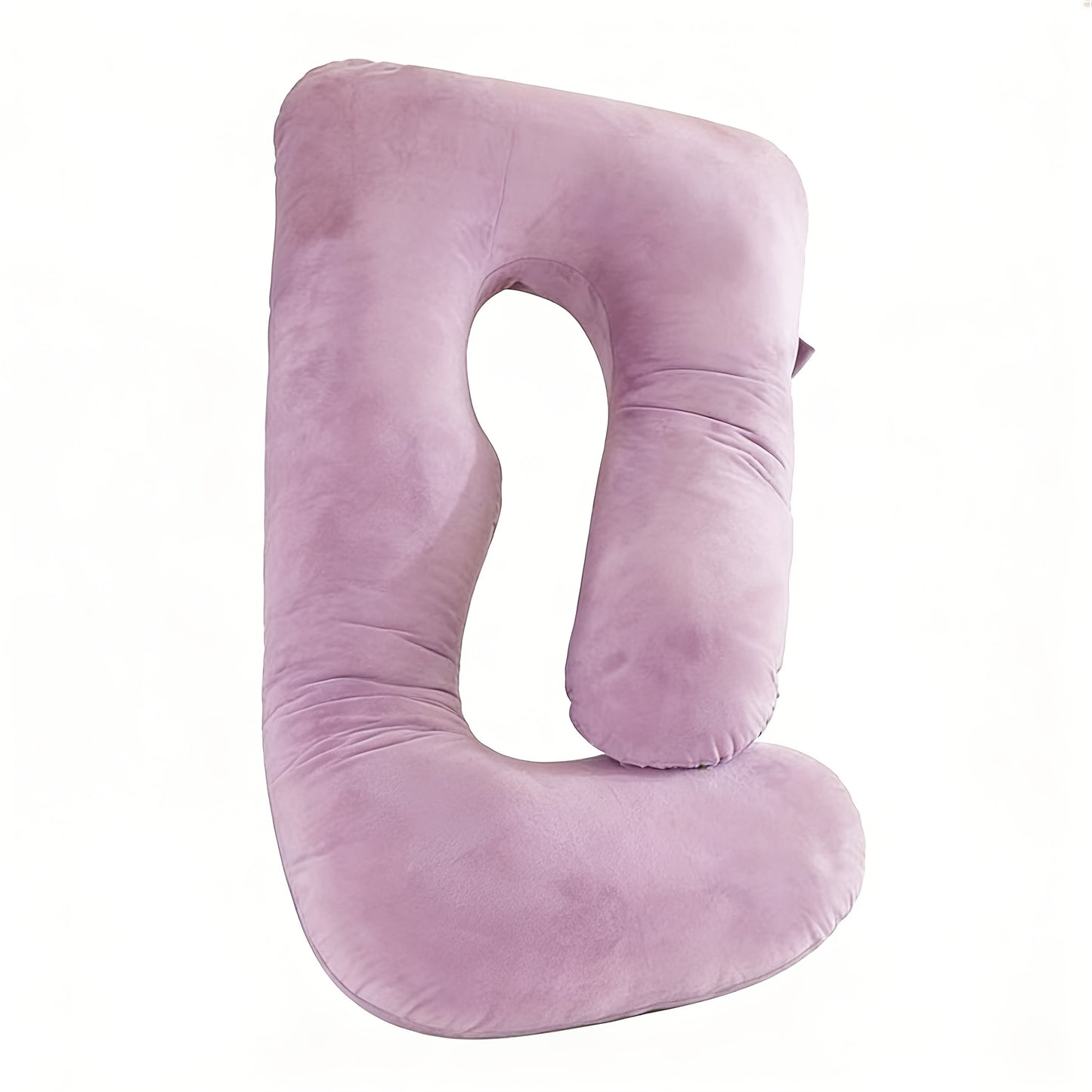 62-Inch J-Shaped Pregnancy Pillow - Velvet-Look Full-Body Design
