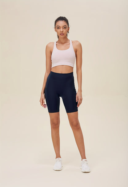 Women's Jujube Red + Navy Blue + Gray + Black Polyester High-Waist Shorts - product view 9