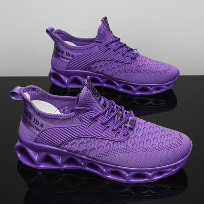 [Breathable Running Sneakers] Men's Stylish Breathable Running Shoes | Lightweight Non-Slip Blade Sole Sneakers for Walking, Tennis & Casual Wear | Shock-Absorbing Sneakers with Fashion Print Upper