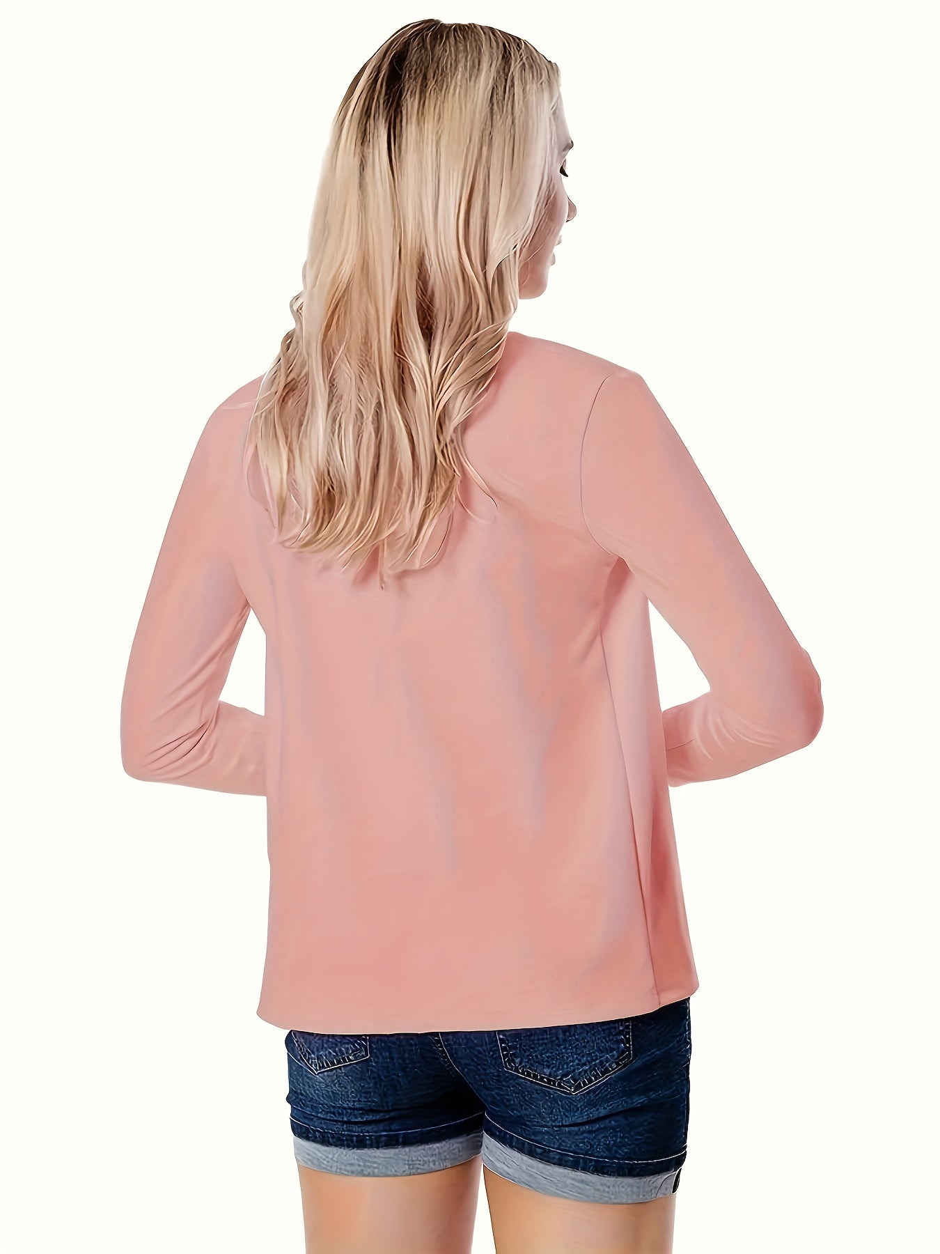 Women'S Elegant Solid Blazer All-Season, Machine Washable, Suitable For Casual And Professional Wear, Opaque Fabric