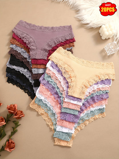 2026 20pcs Lace Triangle Pants, Fashionable, Comfortable, Breathable, Skin Friendly And Soft Underwear, Suitable For Daily Commuting, Women'S Underwear And Underwear Game Day Fan Gear for All Football Fans
