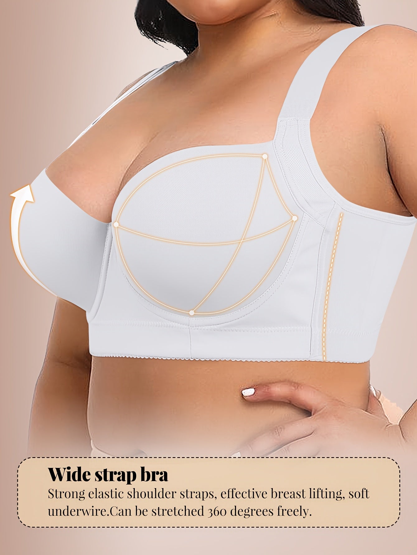 Seamless Large Size Push-up Bra for Women with Wide Shoulder Straps, Comfortable And Simple Bra
