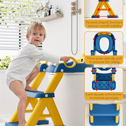 Toilet Seat, Potty Training Seat for Toddler, Upgraded 2-In-1 Potty Toilet Training for Boys And Girls, PVC Mat with Non-Slip Step Stool, High Potty Seats, Cleaning Brush Included
