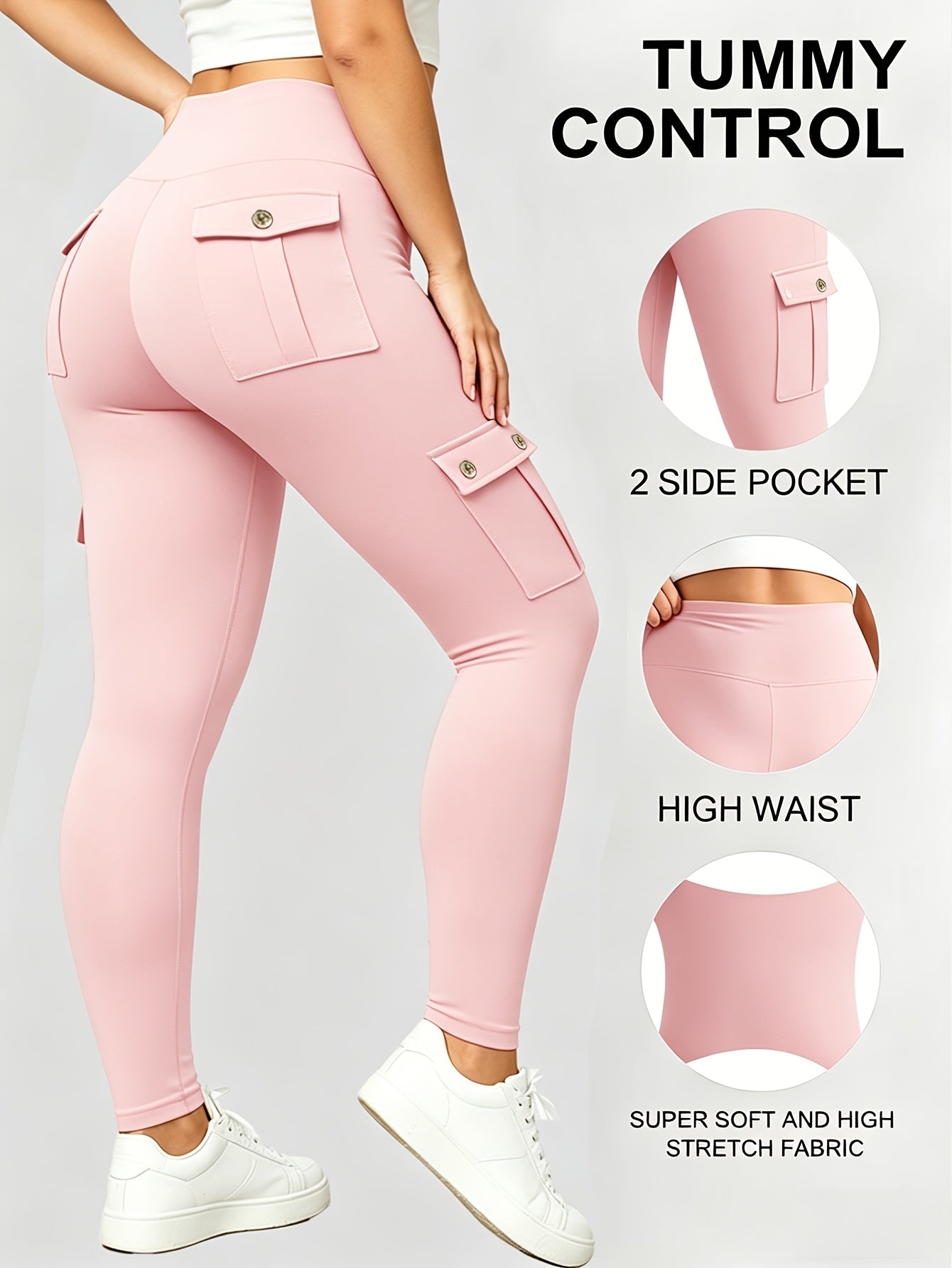 Large-size Women'S Stretchy High-waist Fitness Pants With Multiple Pockets, Breathable And Lightweight Yoga Pants, High-waisted Pants For Toning The Waist And Abdomen, Suitable For Running, Fitness, Yoga, And Casual Outings