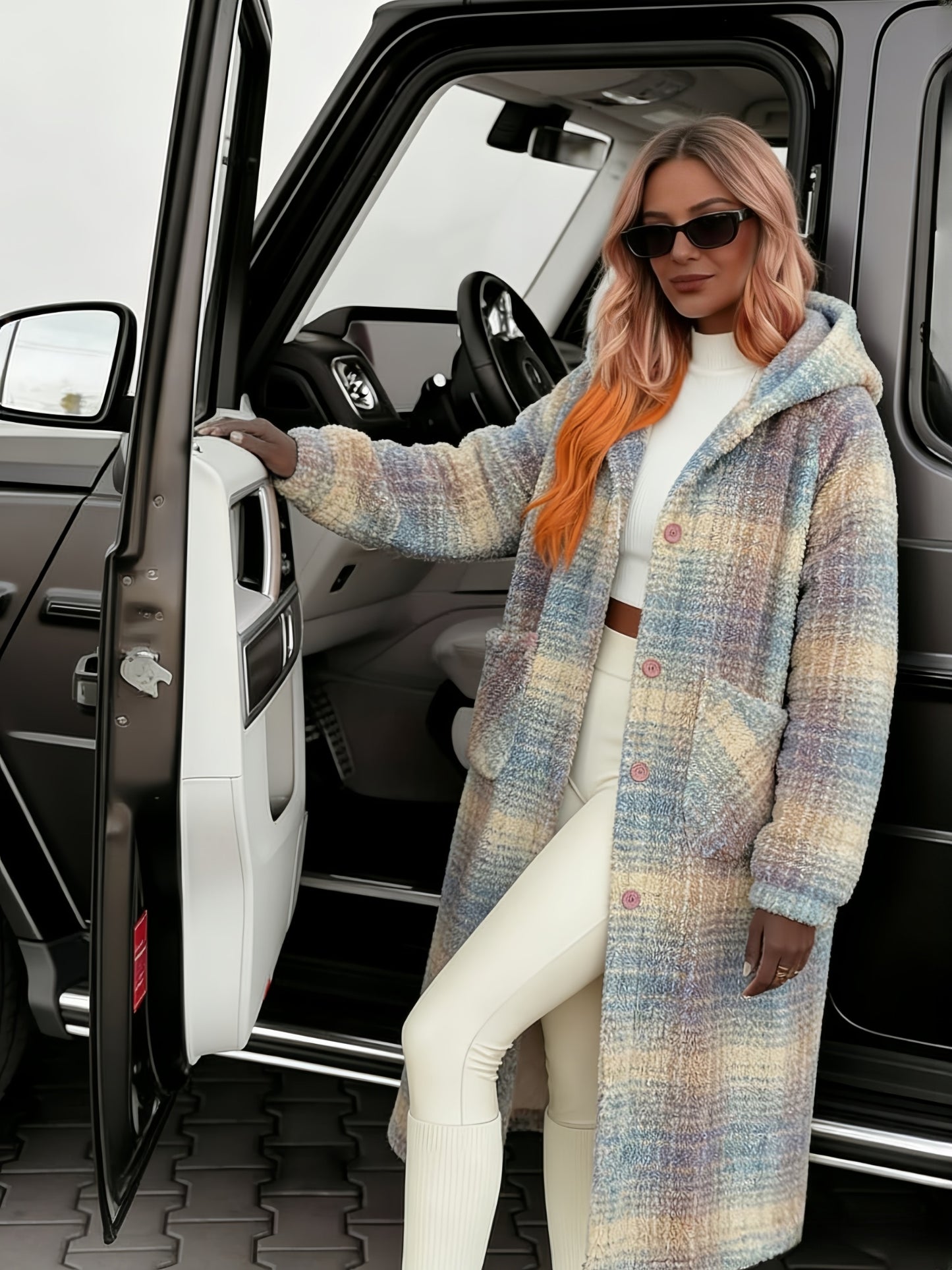 Grey Powder Blue Rice Home Coat Ladies Black Five Exclusive Warm Thick And Velvet Long Cute Sweet Home Colorful Plaid Home Pajamas Christmas Coat.