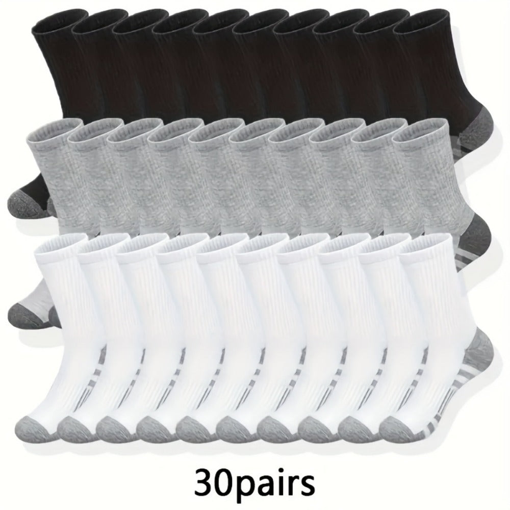 Men's Colorblock Crew Socks - 30-Pair Pack