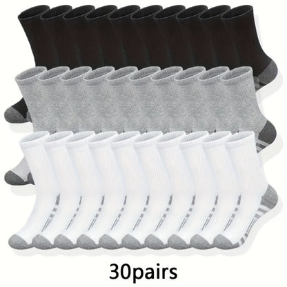 Men's Colorblock Crew Socks - 30-Pair Pack
