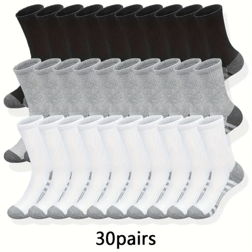 Men's Colorblock Crew Socks - 30-Pair Pack