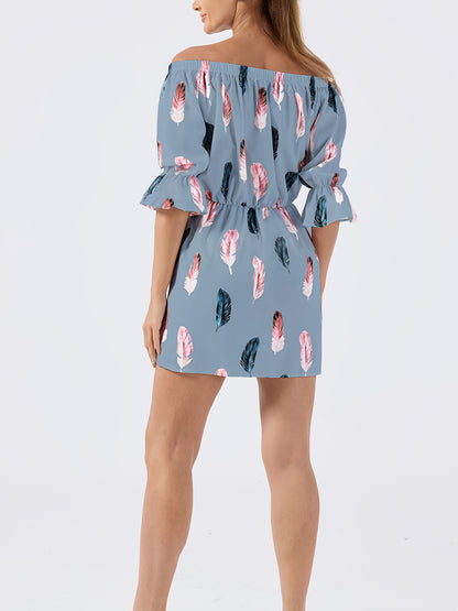 New Floral Dress for Women: Trendy Off-The-Shoulder Style for Autumn/Winter 2025 in European And American Fashion