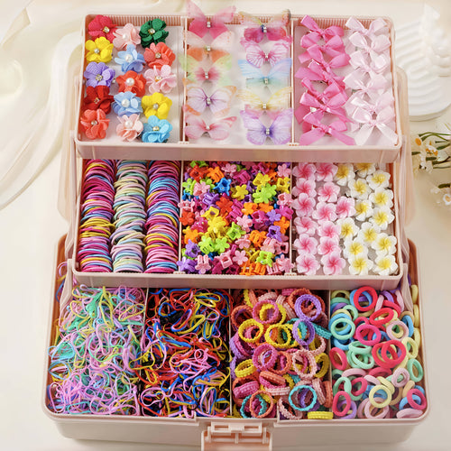 748Pcs Set Dopamine Hair Additions For Girls, Including Rhinestones, Imitation Pearls, Flower Hair Clips, Butterfly Hair Clips, Mini Flower Clips, Bow Hair Clips And Various Easy Hair Ties, Excellent Gift Suitable For All Seasons