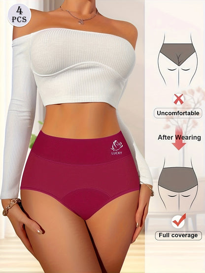 2026 4pcs Period Briefs, Elegant Comfy Breathable Stretchy Intimates Panties, Women's Lingerie & Underwear 4pcs Game Day Fan Gear for All Football Fans