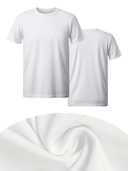 6-Pc Men'S Athletic T-Shirts - 100% Polyester, Quick-Dry, Moisture-Wicking, Crew Neck, Short Sleeve, Summer Knit Fabric, Regular Fit, Solid Color, for Gym, Running, Outdoor Activities