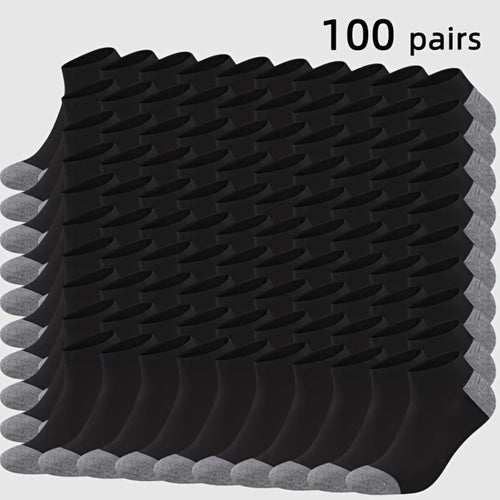 Men's Colorblock Ankle Socks - 100-Pair Pack