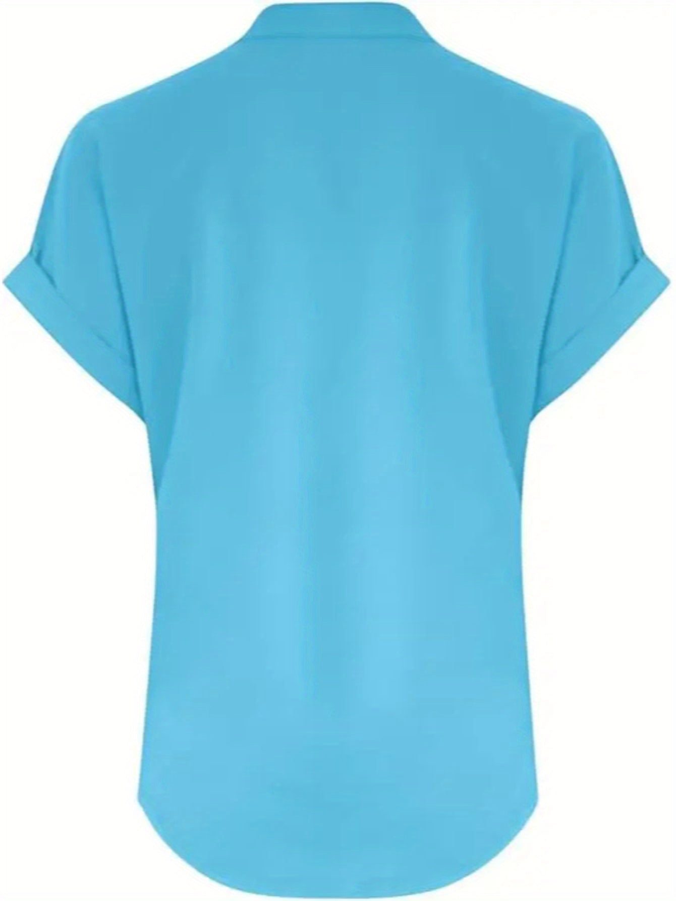 ZOELNIC Women's V-Neck Button-Front Placket T-Shirts - Short Sleeve Casual Summer Tops, Breathable Daily Wear Shirts Suitable for Spring/Summer, Solid Color Casual Wear, Machine Washable (No)