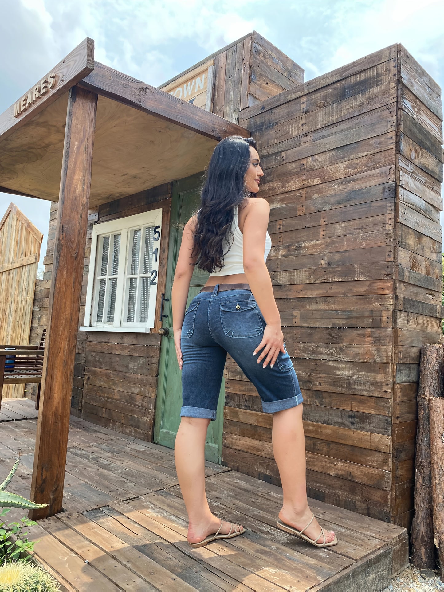 Cargo Casual Women Five Points You Jeans, Heavy Washing, Splicing Design Point, Elastic Fabric Comfortable And Hip Lifting, Women's Summer Leisure Jeans