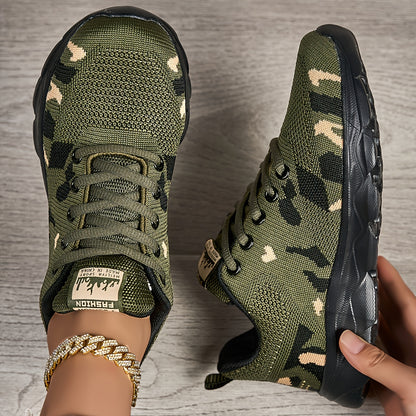Adventure Ready Men's Camouflage Sneakers - Breathable Mesh & Non-Slip Rubber Sole, Military-Style Casual Shoes for Hiking, Outdoor, Travel | Secure Fit Lace-Up Design, All-Season Comfort, Black & Brown Options, Outdoor Hiking Footwear, Stylish Camo Patte