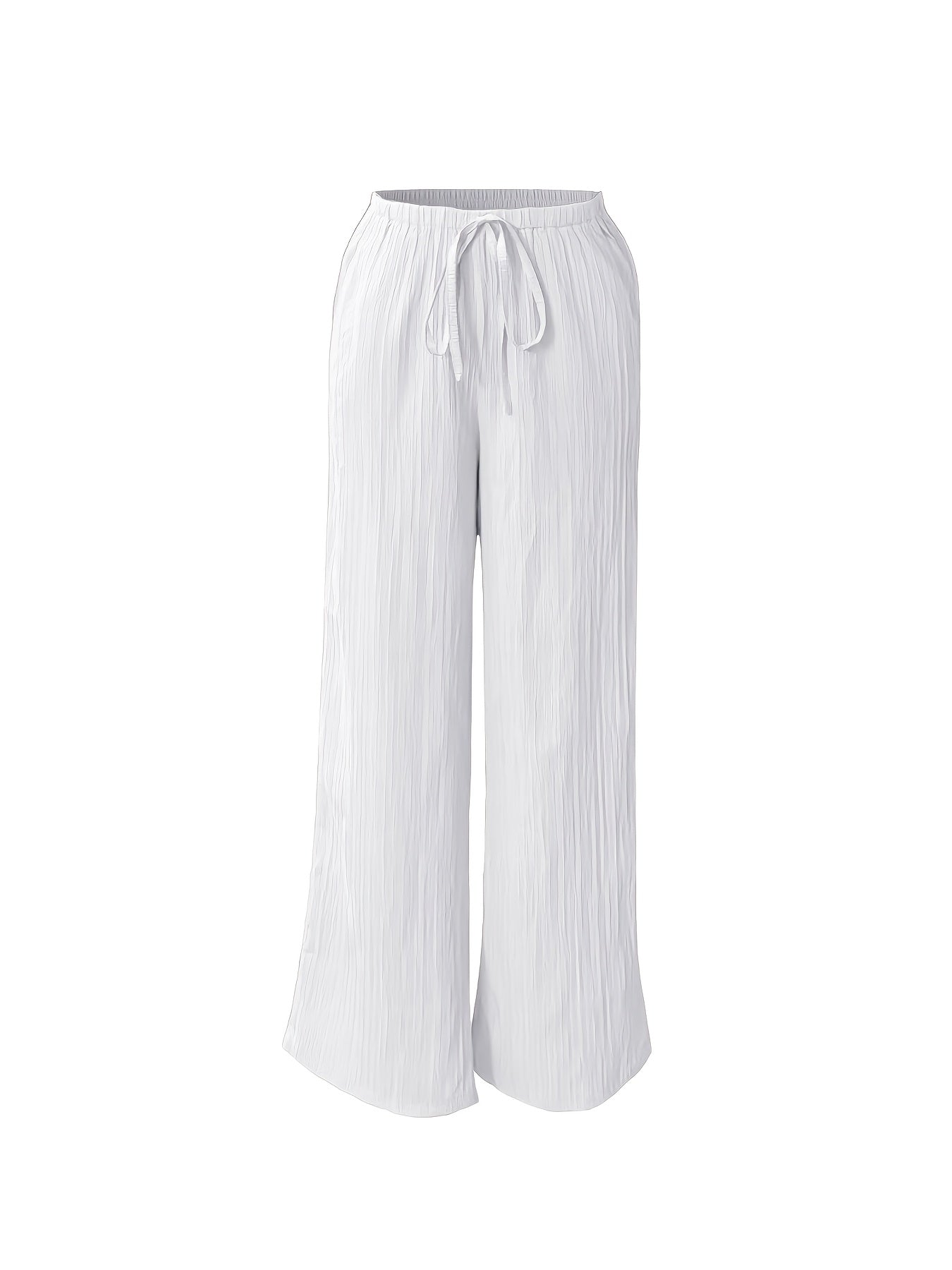 3pcs Elegant Ladies' Pants Set - Elegant Casual Solid Color Wide Leg Trousers, Versatile High-Waisted Pants for Spring & Summer, Perfect for Daily Wear And Vacation, Summer Vacation Beach Flowy Trousers with Pockets