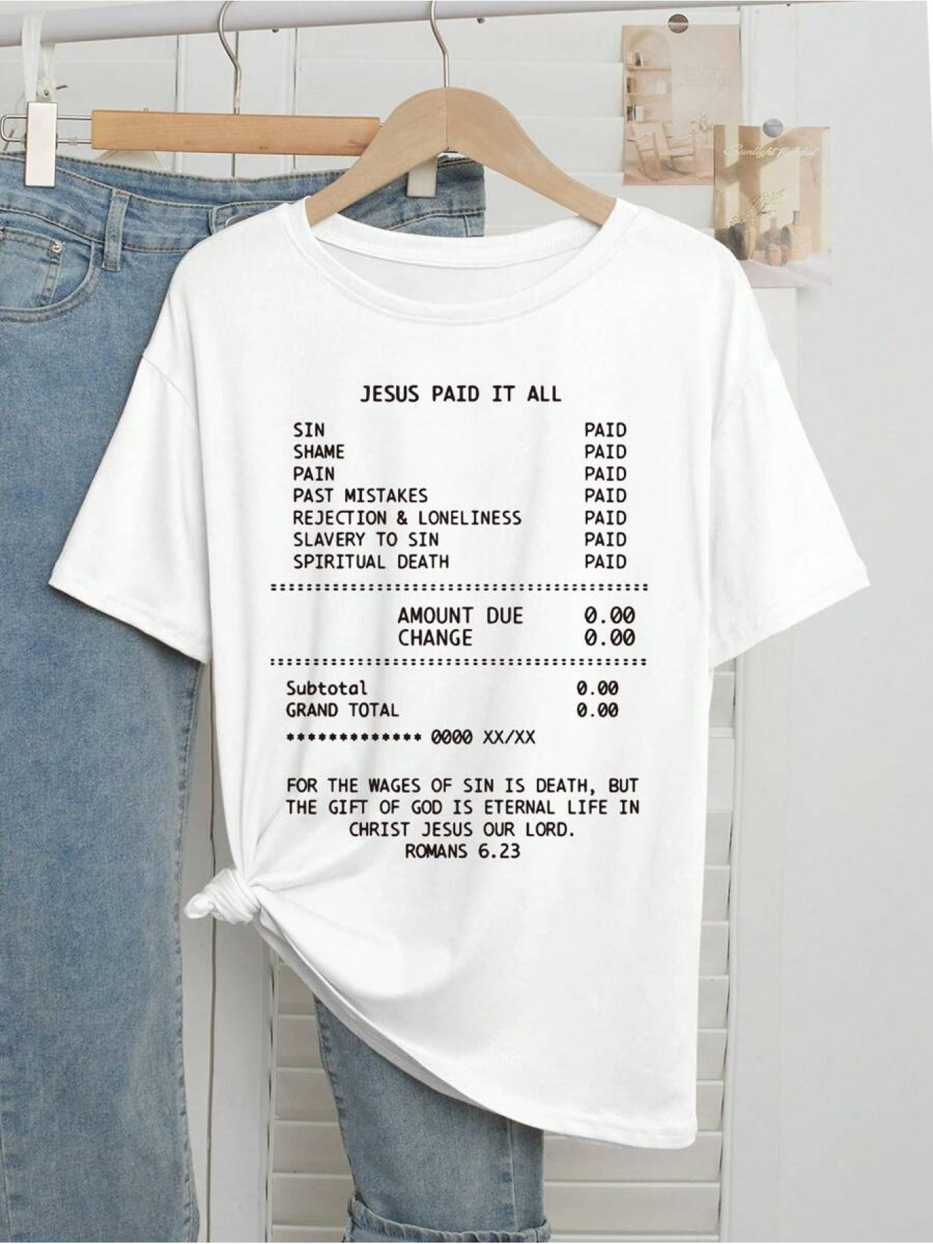Plus Size - Plus Size - Plus Size Women'S T-Shirt with ' Paid in Full' - A Relaxed Fit Top Featuring a Religious Theme And Message of Christ'S Redemption, Ideal for Church, Study, And Prayer, Easy to Wash Casual Crew Neck Design