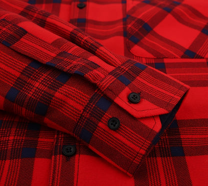 Men's & Women's Warm Lightweight Collar Plaid Shirt Jacket - Single-Breasted Button Front Flannel Coat with Pockets, Machine Washable Fall Winter Outerwear for Casual Streetwear & Layering (Regular Fit)