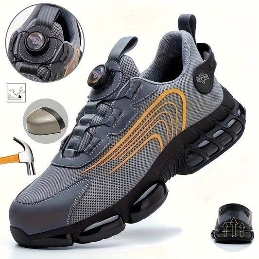 Men & Women Breathable Steel Toe Safety Shoes, Designed with Anti-Collision Anti-Puncture Non-Slip Sole, Lightweight Fabric Upper All-Season Work Footwear for Warehouse Factory Construction Site Outdoor Activities.Protective Footwear/Security Shoes.