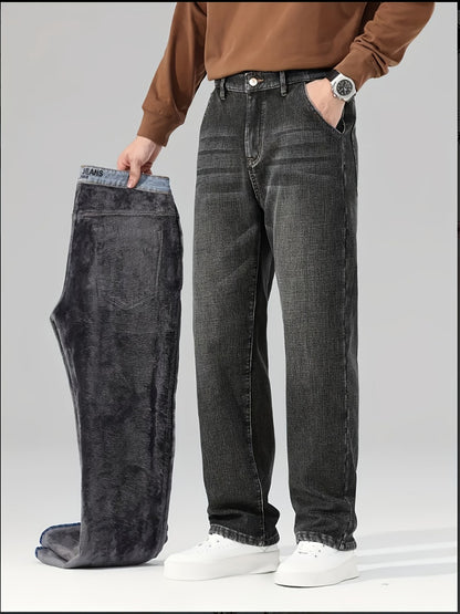 Men's Straight Leg Jeans - Classic Wash Clean Finish Streetwear 689061