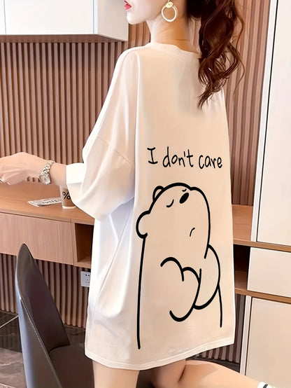 Plus Size - Women'S 180G Pure Round Neck Short-Sleeve T-Shirt, Mother'S Day Gift, Exclusive Short-Sleeve T-Shirt for Mom, Summer Design with Cartoon Print, Pure Short-Sleeve T-Shirt