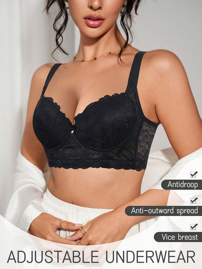 Sexy Beautiful Lace Women'S Underwear Gathered Wide Shoulder Straps Breathable And Comfortable Bra Can Be Worn Daily