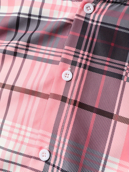Men'S Plaid Hooded Button-Up Shirt - Long Sleeve Casual Shirt with Adjustable Drawstring Hood, Machine Washable, Spring/Fall Seasonal Transition, Earthy Tones (Brown/Beige/Red/Black/White), Autumn Wardrobe, Hooded Outerwear, No Stretch Fabric