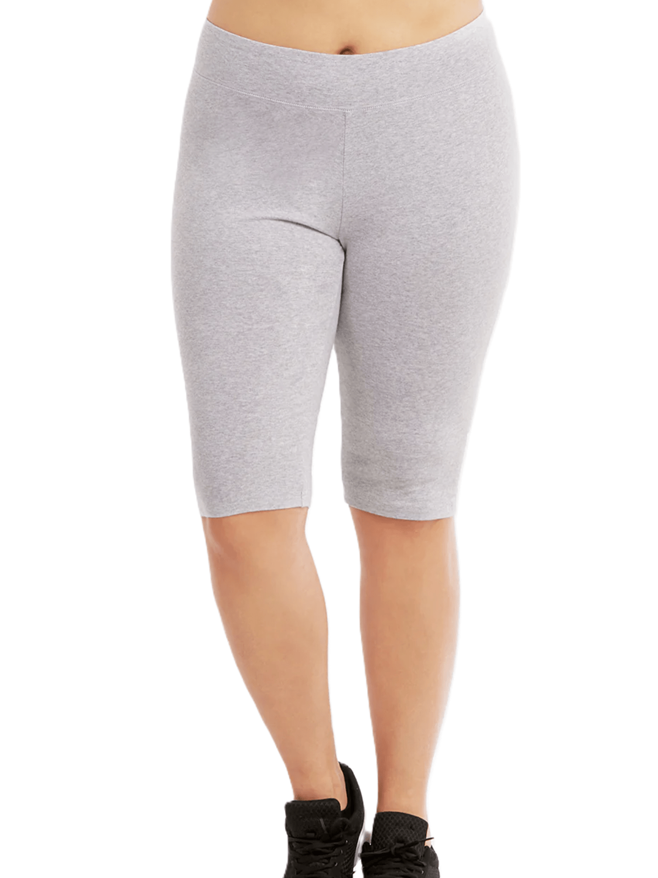 LADIES PLUS SIZE COTTON LEGGING SHORTS 21 INCH OUTSEAM, KNEE LENGTH
