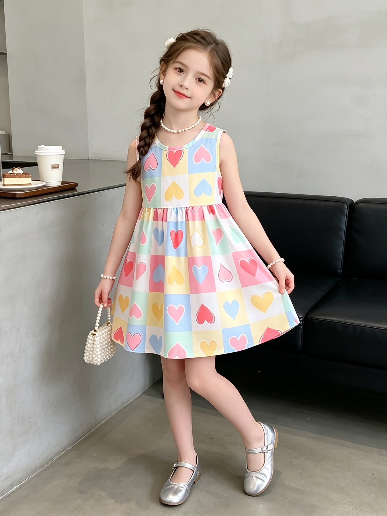 10pcs Set with Random Patterns - Children's Dresses, Summer Fashion, Girls' Beach Dresses, New Style Girls' Vest Dresses