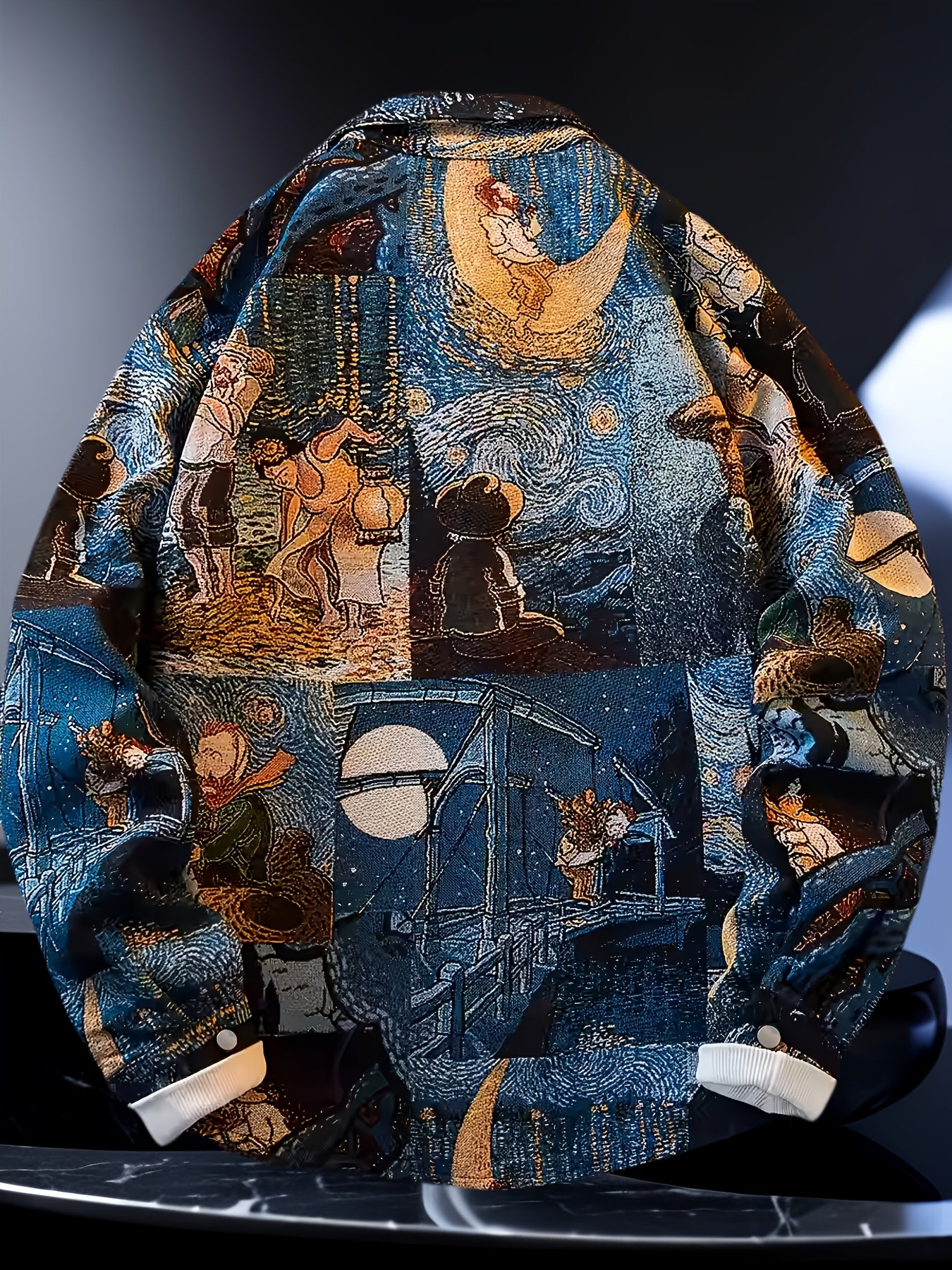 Men'S Slim-Fit Long Sleeve Shirt - Van Gogh-Inspired for Artistic Button-Up Shirt, Formal & Casual Attire, Machine Washable Polyester Blazer - Ideal Gift for Art Lovers, Casual Streetwear, Streetstyle Aesthetic, Versatile Clothing