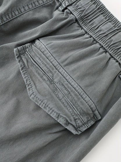 Men's Breathable Cotton Shorts with Multi-Pocket - Elastic Workwear Shorts Suitable for Outdoor,,, Casual Wear - Mid-Rise Pants with /Equipment Pockets