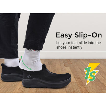Mens Slip In Hands Free Shoes Wide Toe Box Arch Support Orthopedic Walking Sneakers Cushioned Thick Zero Drop Sole Metatarsal Pads