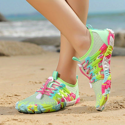 Women's Lightweight Water Shoes - Solid Color, Breathable Fabric Upper - Spring/Summer Beach & Pool Essentials | Non-Slip Rubber Sole | Quick Drying