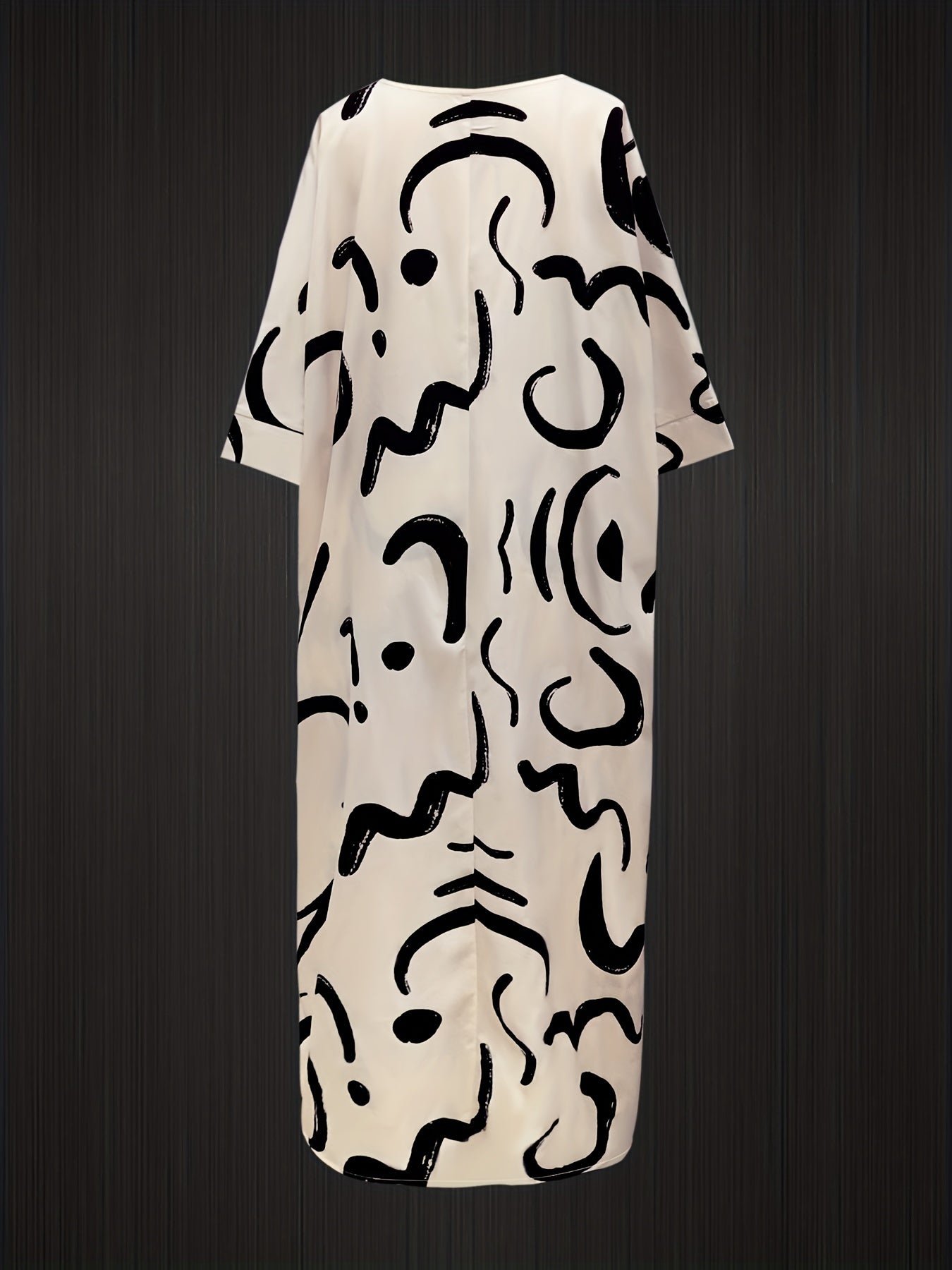Printed Women'S Dress Set with V-Neck Loose Seven-Sleeve Long Shirt And Drawstring Pants