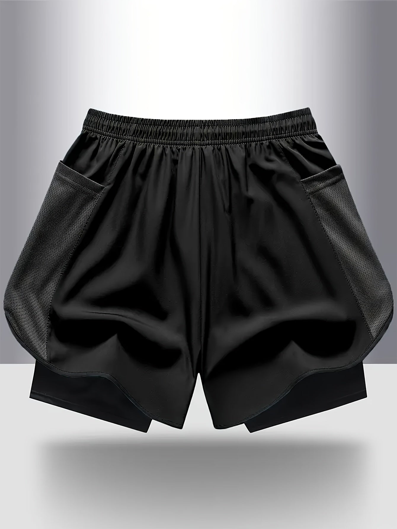 4pcs Summer Women's Casual Sports Shorts, Featuring A Two-piece Layering Design with Letters Suitable for Running And Casual Fitness, Come In Black, Gray, Green And