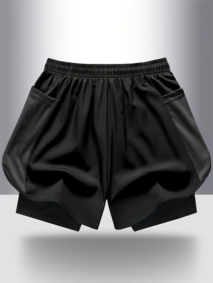4pcs Summer Women's Casual Sports Shorts, Featuring A Two-piece Layering Design with Letters Suitable for Running And Casual Fitness, Come In Black, Gray, Green And