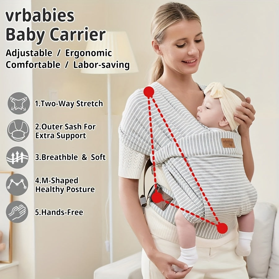 Vrbabies Baby Wraps Carrier Sling, Baby Carrier for Newborns And Toddlers, Skin-Friendly And Soft Front Baby Carrier Wrap Perfect Baby Gifts