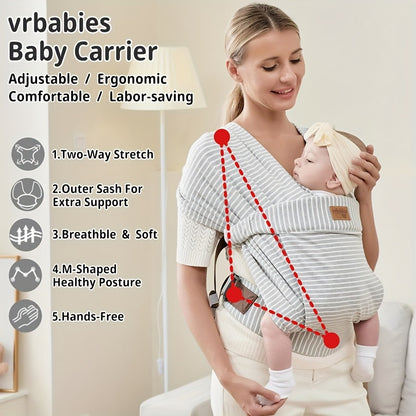 Vrbabies Baby Wraps Carrier Sling, Baby Carrier for Newborns And Toddlers, Skin-Friendly And Soft Front Baby Carrier Wrap Perfect Baby Gifts