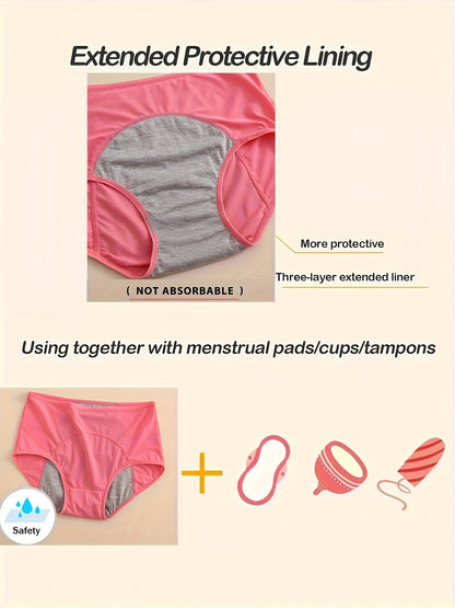 2026 Women's High Waist Period Panties - Leak-Proof Triple Layer Design, Breathable Mesh and Secure Wet Zone, Tummy Control Elegant Panties Fit XS-XXL (6 Colors), Solid Color Underwear | Leak-Proof Construction, High Waist Panties 6 Pack Game Day Fan Gear