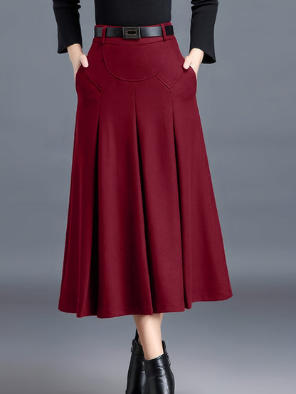 Women's Black Wool High-Waist Pleated Skirt - product view 14