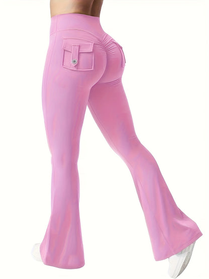 Christmas Apparel, Halloween 3pcs Set in Black, Gray, and Green: Fashionable Workwear-Style Flared Pants, Women's Casual Flared Pants, High-Waist Pocket Joggers, Workwear-Style Peach Butt Pants, Quick-Dry Sports Tummy Control Butt-Lifting Flared
