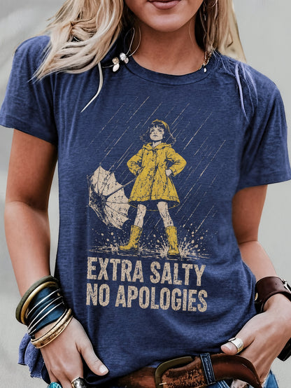 [Casual Summer Tee] Salty But Sweet Attitude Graphic Casual T-Shirt for Women, Comfy Short Sleeve Tee, Homewear Loungewear, Fashion Graphic Top for Summer Outfits And Gifts