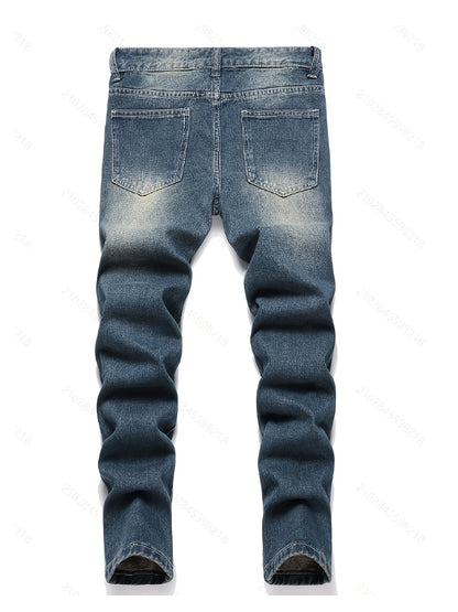 [3pcs Of Jeans] Boys' Retro Distressed Slim Fit Washed Denim Jeans, Boys' Casual Multi Piece Jeans, All Season Collection